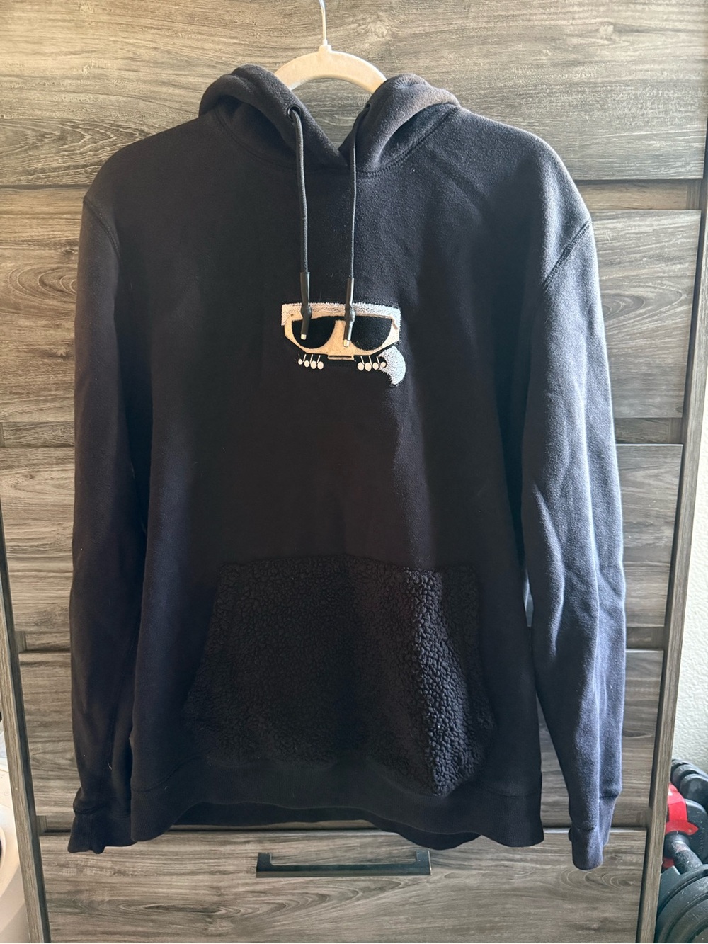 Karl Lagerfeld Black Hooded Sweatshirt with Contrast Logo